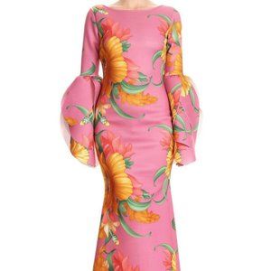 LA Fatima Petal Floral Puff Sleeve Maxi Dress